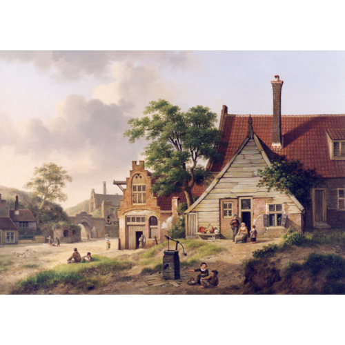 A Dutch Village Scene with Figures